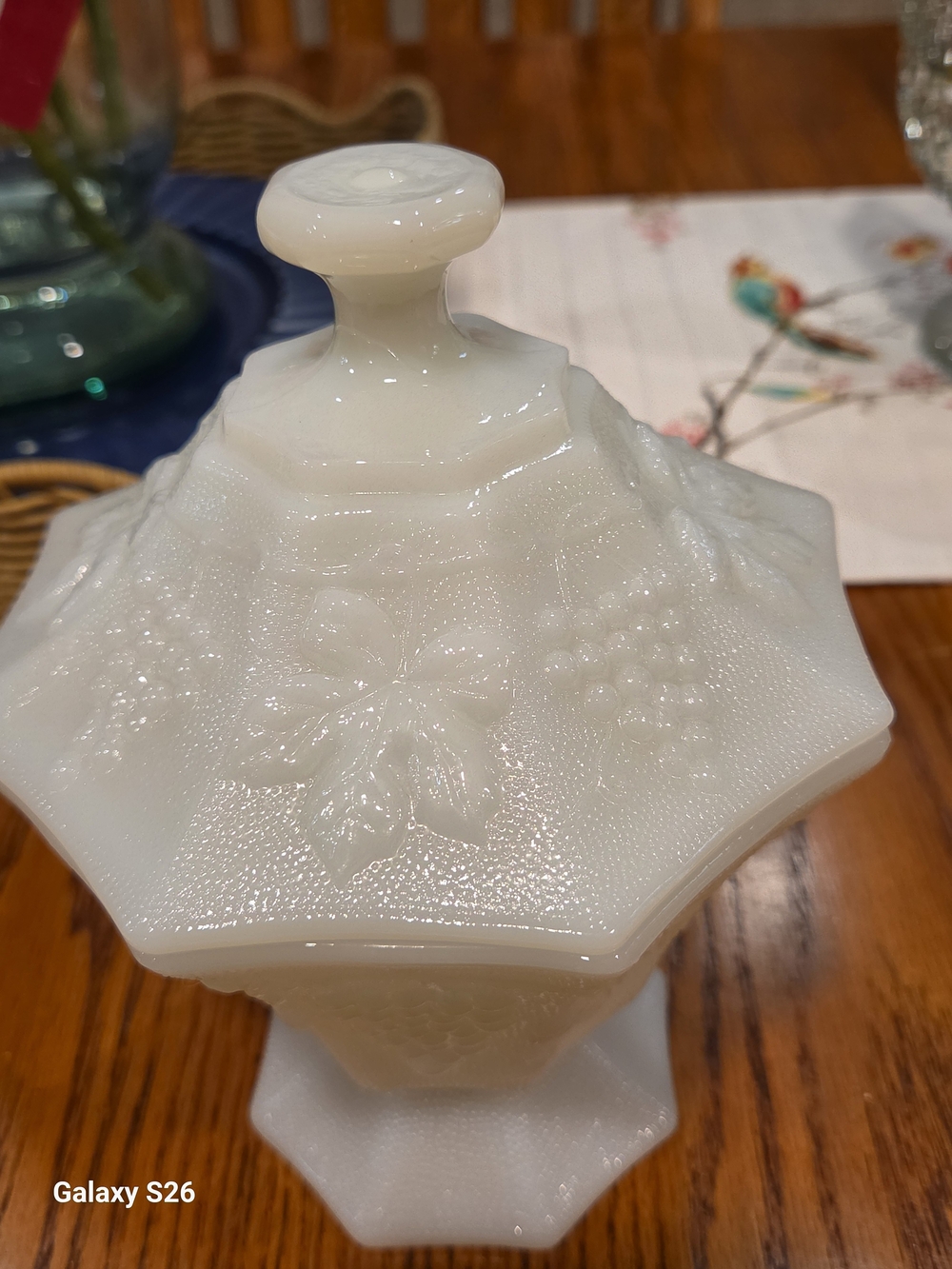 Vintage-Style White Milk Glass Candy Dish with Lid